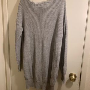 Distressed mini sweater dress
